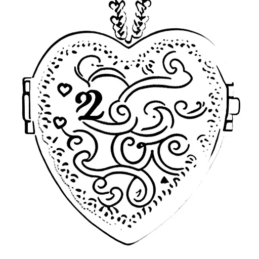 A small heart-shaped locket with the initials of your lost child and the birth dates of your two children inside tattoo design idea