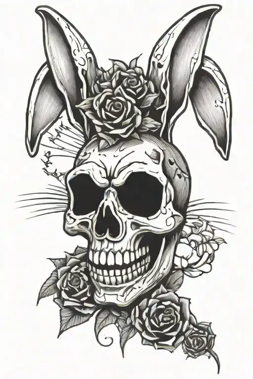 bugs bunny skull tattoo design idea