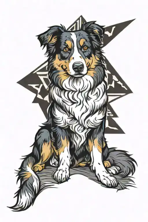 australian shepherd dog spread out like panther tattoo design idea
