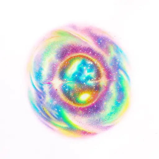 A realistic tattoo of a stunning nebula with intricate details and vibrant colors. tattoo design idea