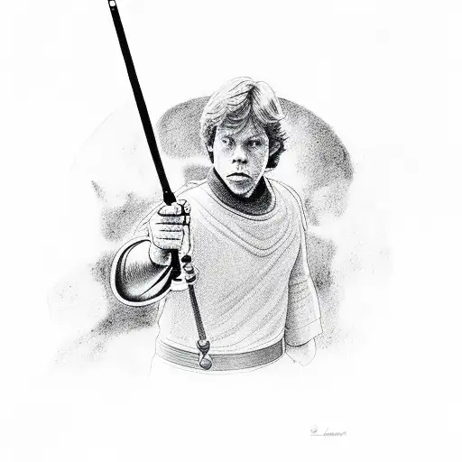 luke Skywalker playing darts full sleeve tattoo design idea