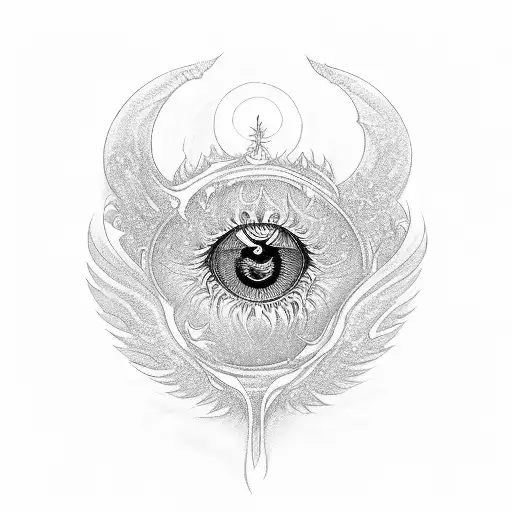 phoenix eye with siva and Vishnu  tattoo design idea
