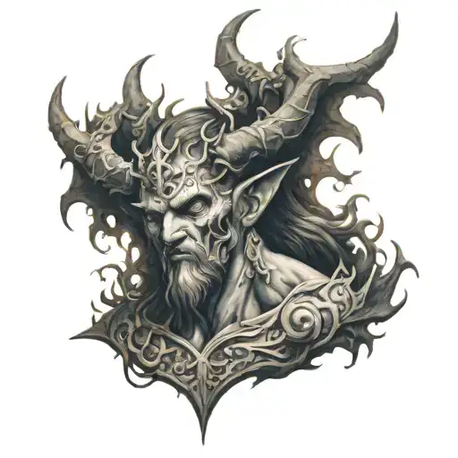 mythological god of hell, underworld tattoo design idea
