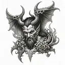 mythological god of hell, underworld tattoo design idea