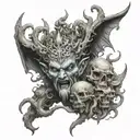 mythological god of hell, underworld tattoo design idea