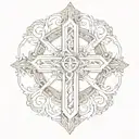 my name zea, religious cross tattoo design idea