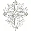 my name zea, religious cross tattoo design idea