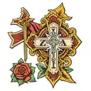 my name zea, religious cross tattoo design idea