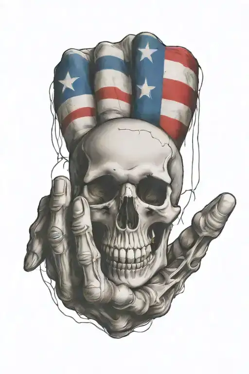 skeleton hand tattoo design with Puerto Rican flag integrated  tattoo design idea