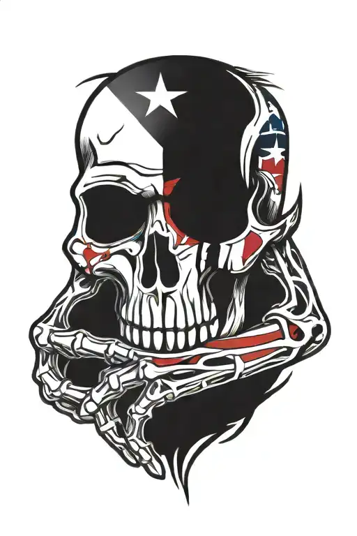 hand Skeleton tattoo design with Puerto Rican flag integrated  tattoo design idea