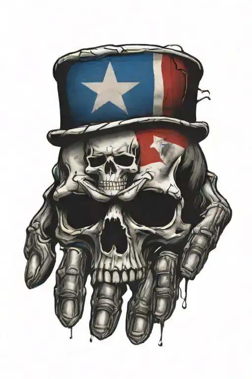 skeleton hand tattoo design with Puerto Rican flag integrated  tattoo design idea