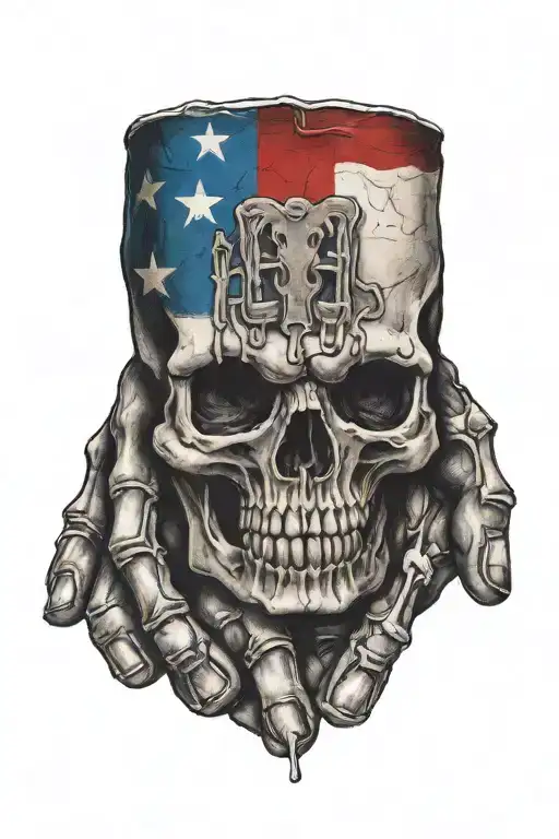 skeleton hand tattoo design with Puerto Rican flag integrated  tattoo design idea