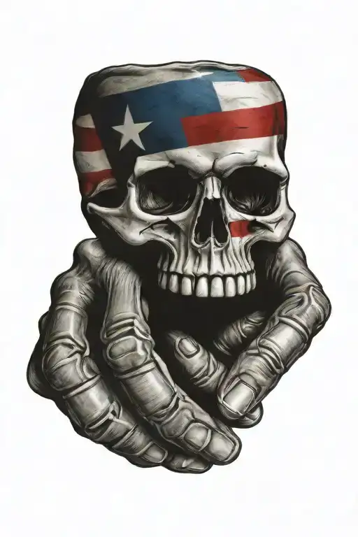skeleton hand tattoo design with Puerto Rican flag integrated  tattoo design idea