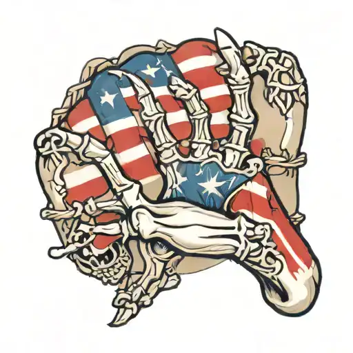 skeleton hand tattoo with Puerto Rican flag intertwined tattoo design idea