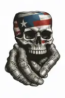 skeleton hand tattoo design with Puerto Rican flag integrated  tattoo design idea