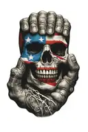 skeleton hand tattoo design with Puerto Rican flag integrated  tattoo design idea