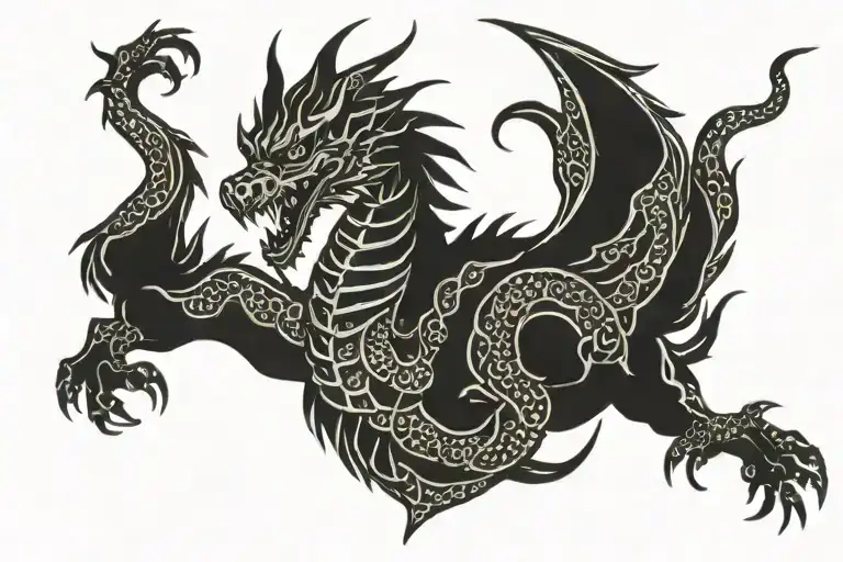 Colombia masculine culture inspired dragon tattoo design idea
