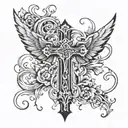 cross with wings tattoo design idea