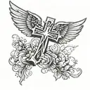 cross with wings tattoo design idea