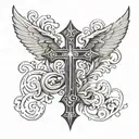 cross with wings tattoo design idea