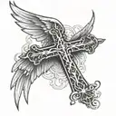 cross with wings tattoo design idea