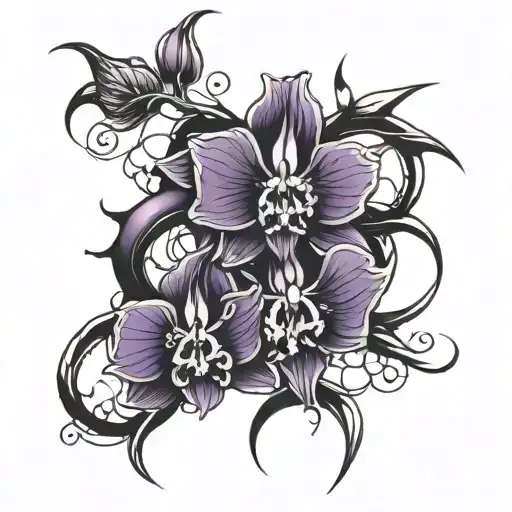 gothic orchid with webs , purple and black tattoo design idea