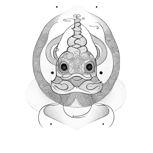 create a stylized and simplified linework based on the painting Abaporu by Tarsila do Amaral tattoo design idea