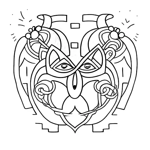 create a stylized and simplified linework based on the painting O Abaporu by Tarsila do Amaral tattoo design idea