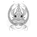 create a stylized and simplified linework based on the painting Abaporu by Tarsila do Amaral tattoo design idea