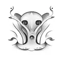 create a stylized and simplified linework based on the painting Abaporu by Tarsila do Amaral tattoo design idea