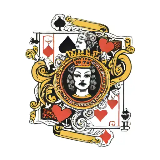 two playing cards, jack of clubs and queen of hearts tattoo design idea