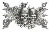 crossed pirate swords tattoo design idea