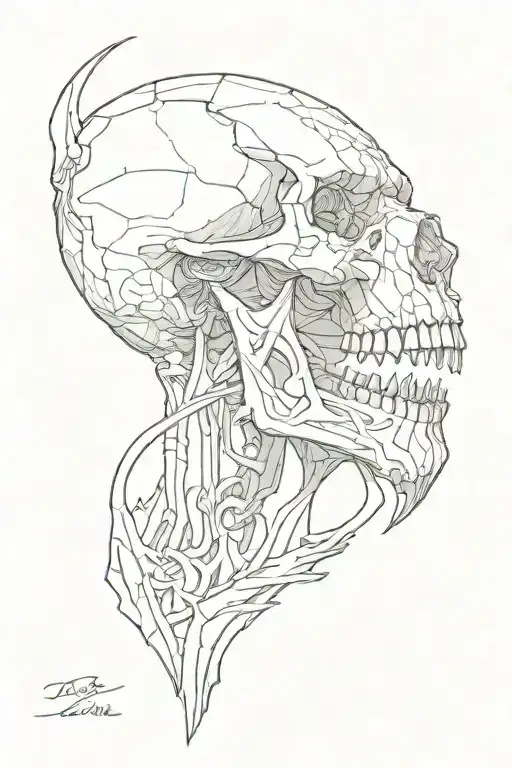 jaw on knee tattoo design idea