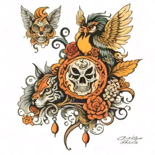 mix years : 1968 1975 2000 2002 2008 together tattoo design idea