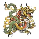 Chinese Dragon and Samurai warrior wielding tattoo design idea