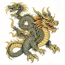 Chinese Dragon and Samurai warrior wielding tattoo design idea