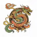 Chinese Dragon and Samurai warrior wielding tattoo design idea