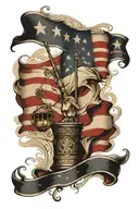 Constitution and flag waving tattoo design idea