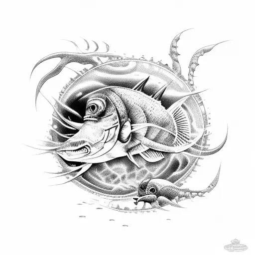 hell fish tattoo design idea