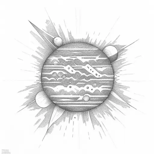 A dotwork design of the solar system tattoo design idea