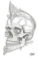 half face half skull tattoo design idea