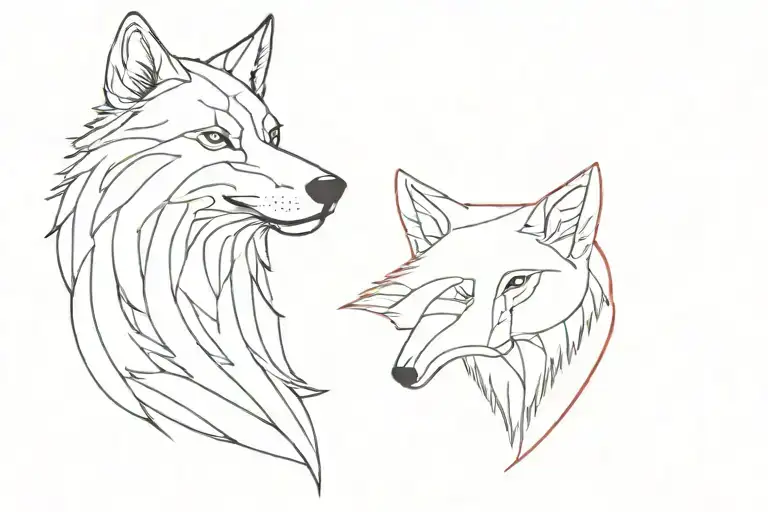 red kite and Wolf face tattoo design idea