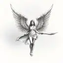 female guardian angel with a blurred face tattoo design idea