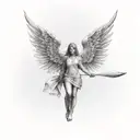 female guardian angel with a blurred face tattoo design idea
