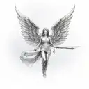 female guardian angel with a blurred face tattoo design idea