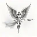female guardian angel with a blurred face tattoo design idea