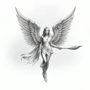 female guardian angel with a blurred face tattoo design idea