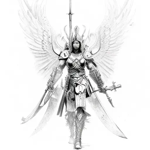 Warrior archangel tattoo design idea