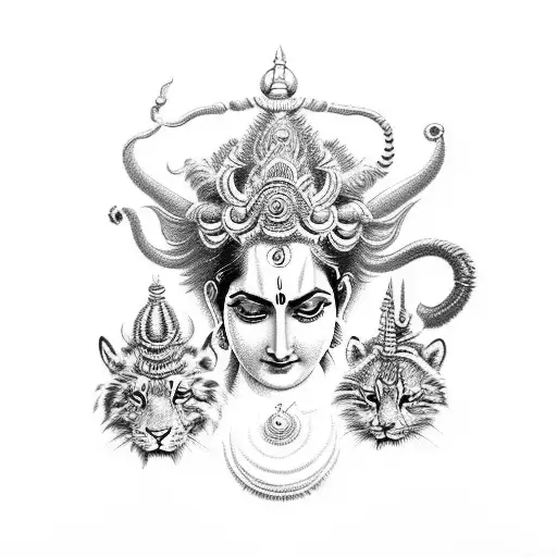 shiva, krishna and vishnu tattoo design idea