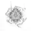 damru, flute and chakra tattoo design idea